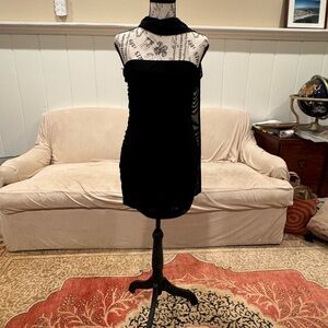 Peppermayo Black Mini Dress with attached flowy scarf